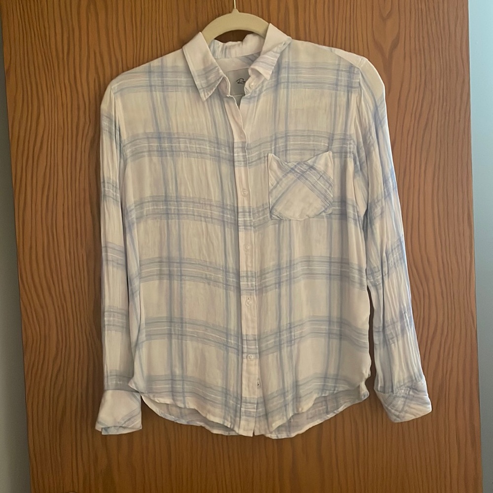 Rails-Light blue and white plaid top (XXS)
